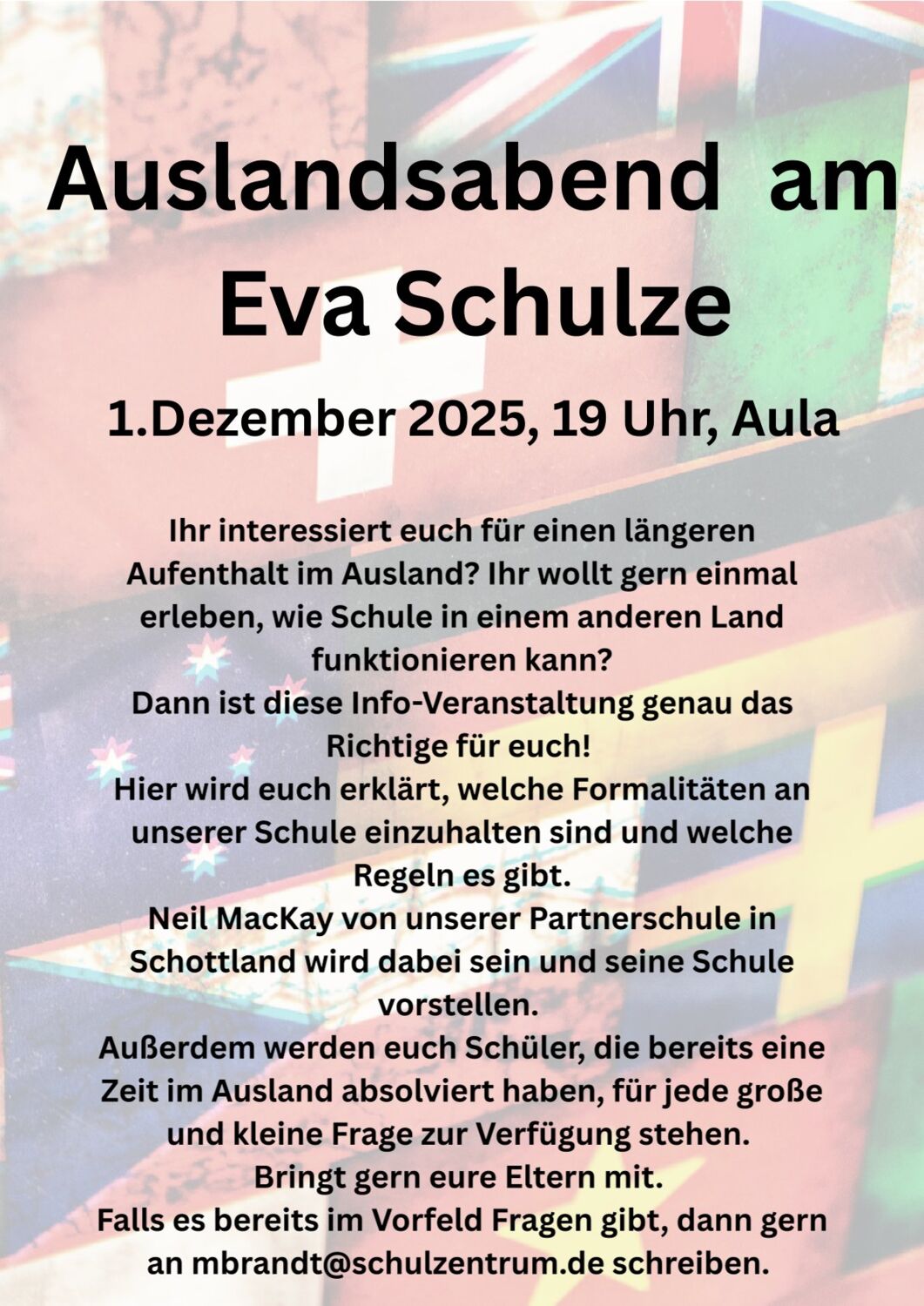 Plakat Auslandsabend 1.12.2025